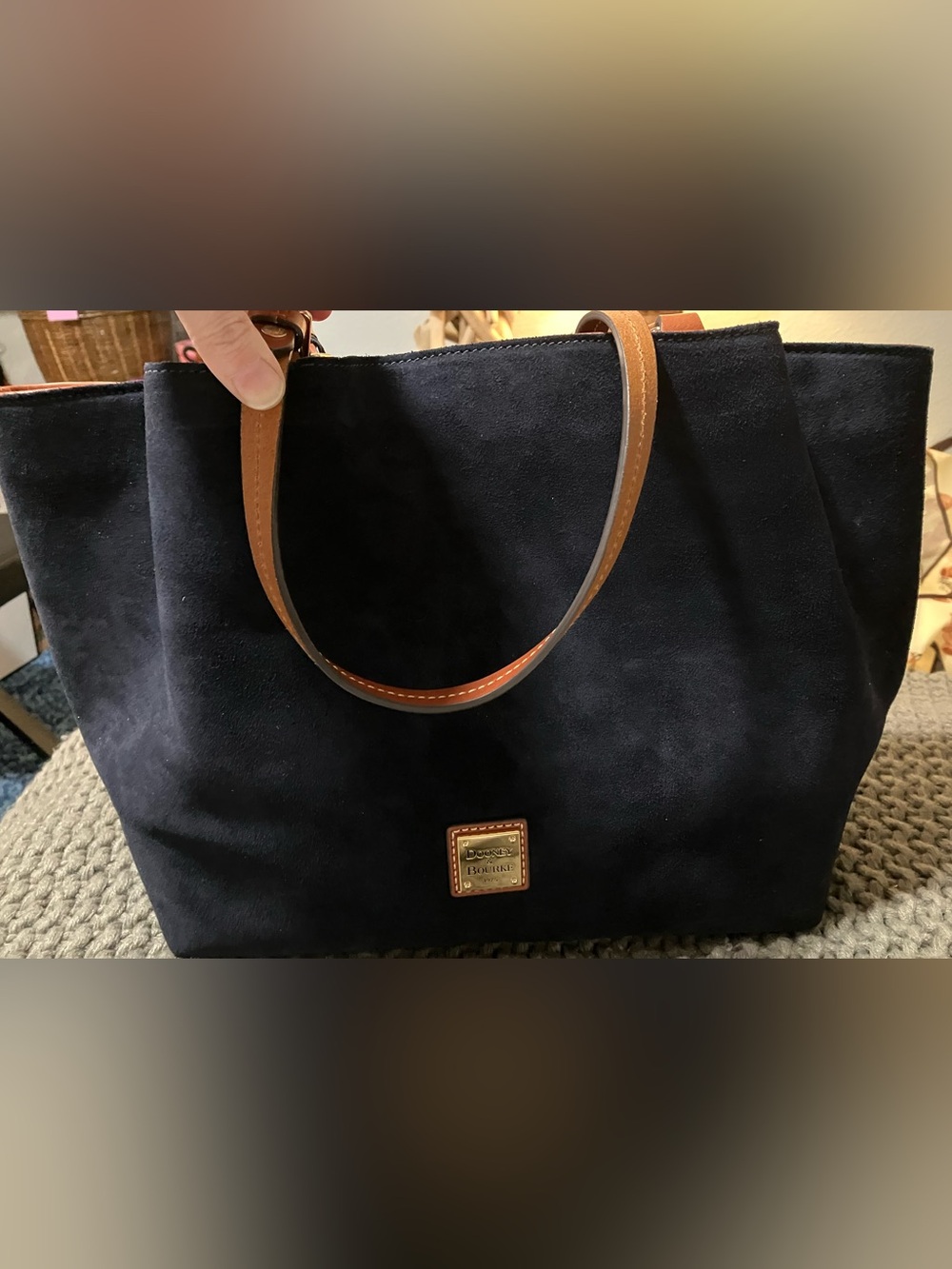 NWT Dooney & Bourke Suede Navy/Red Lining Wren Tote